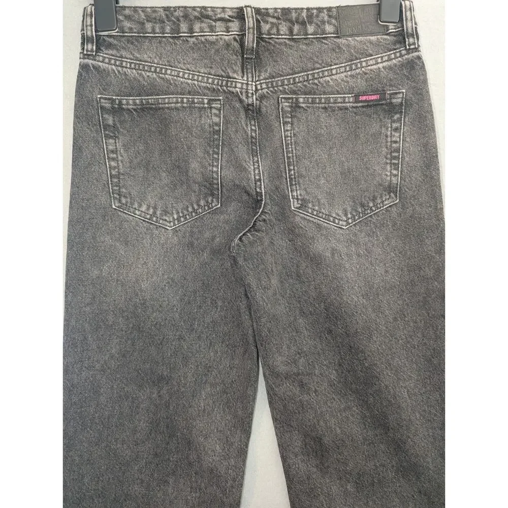 Superdry Denim Jeans Mens 28x30 Black Wide Leg Vtg Baggy Y2K Skater